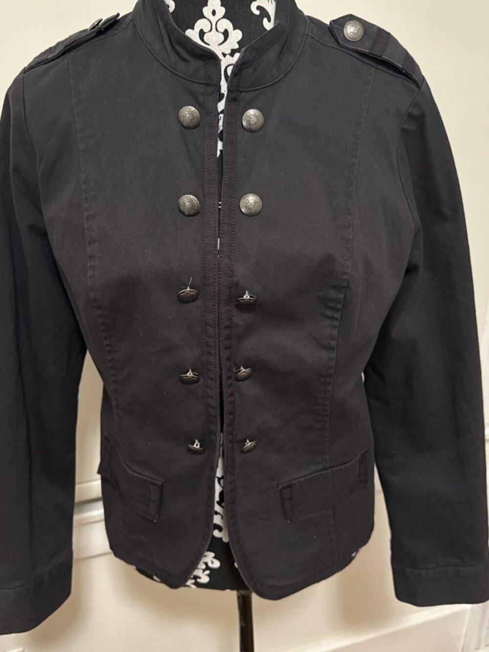 Apt. 9 Military Style Black L Jacket - Sz L Hook & Eye Closure Sexy cotton Y2K